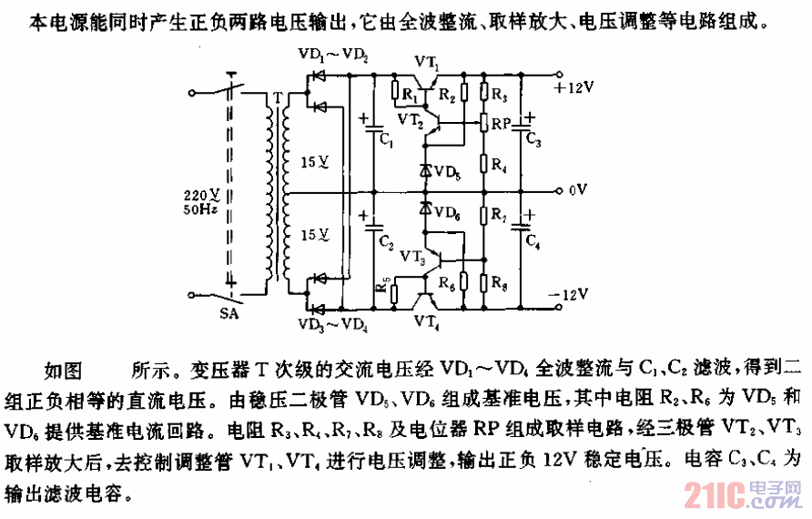 12V對稱式穩(wěn)壓電源電路.gif