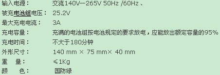 鋰離子電池充電器參數(shù)