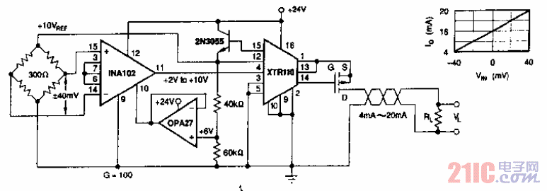單電源橋傳感器變送器電路.gif