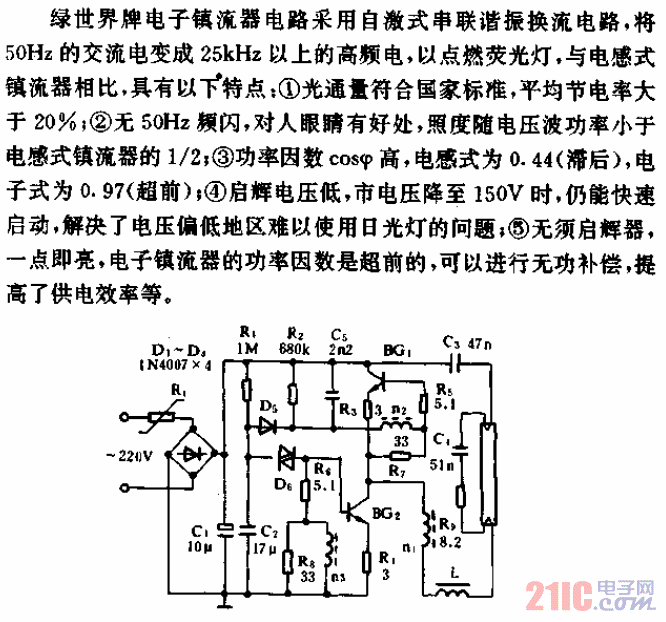 30W綠世界牌電子鎮(zhèn)流器電路.gif