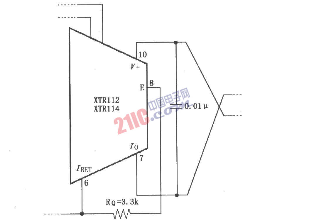 XTR112/114不用外部晶體管的電路圖