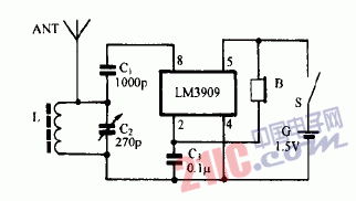 巧用LM3909作單片收音機電路圖