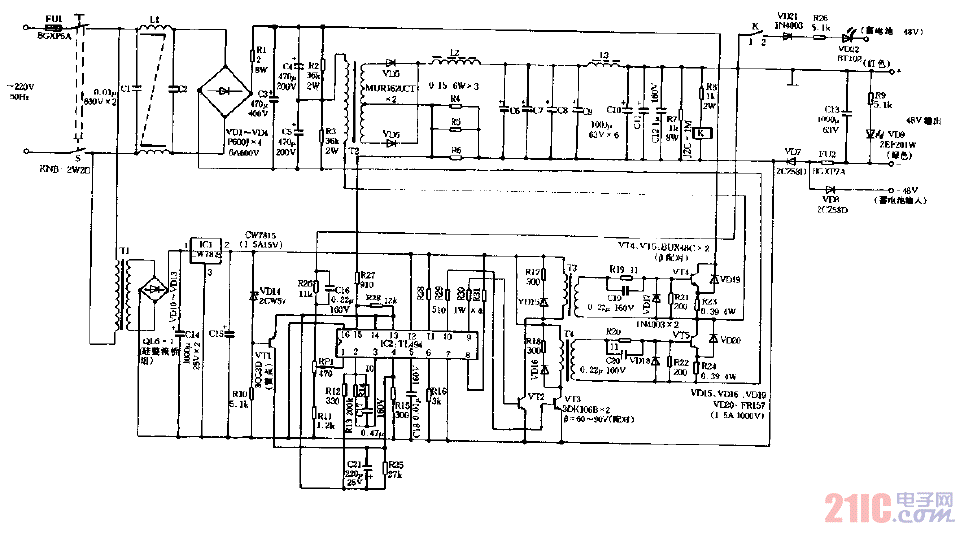 -48V，5A開關(guān)電源電路圖.gif