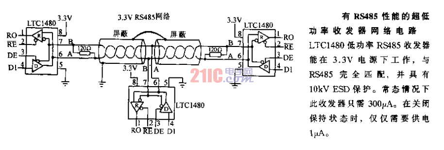 有RS485性能的超低功率收發(fā)器網(wǎng)絡(luò)電路.gif