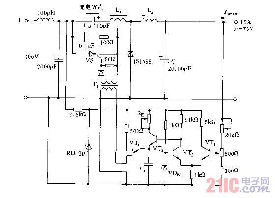 頻率控制型開關(guān)電源電路圖.gif