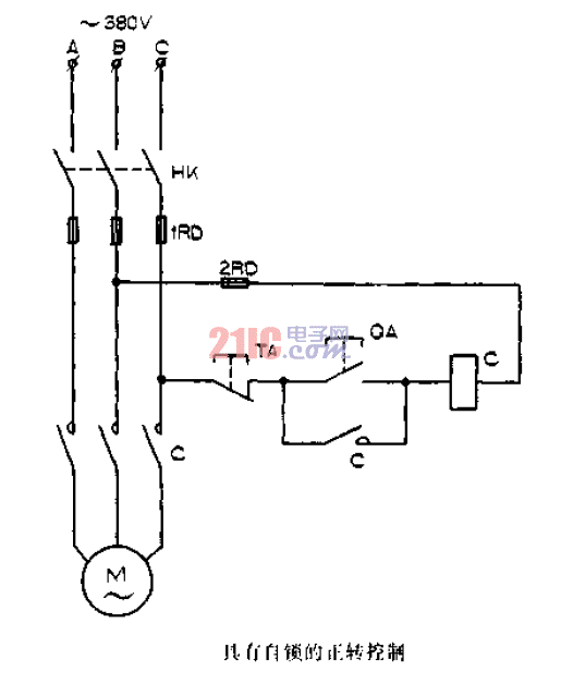 具有自鎖的正轉(zhuǎn)控制電路圖.gif