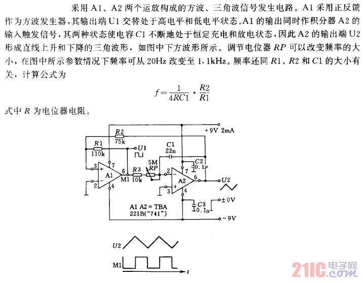 由運算放大器構(gòu)成的方波、三角波信號電路.gif