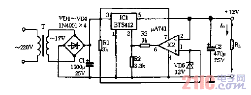 用BTS412設(shè)計(jì)的開關(guān)穩(wěn)壓電源電路圖.gif