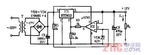 用BTS412設計的開關穩(wěn)壓電源電路圖.jpg