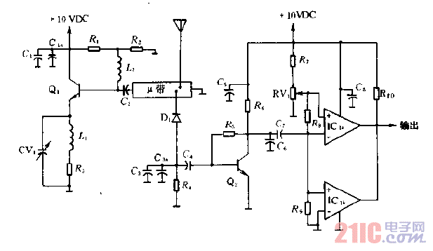 UHF超高頻運(yùn)動(dòng)檢測(cè)器電路圖.gif