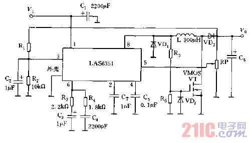 采用LAS6351構(gòu)成的高壓輸出電源電路圖.gif