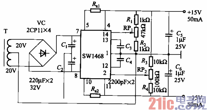 68.采用SW1468穩(wěn)壓塊的雙極性穩(wěn)壓電源電路之三.gif