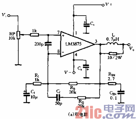 57.LM3875實(shí)用電路-雙電源.gif