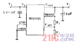 MAX663系列輸出電壓的設(shè)定方法電路無過流保護電路圖.gif