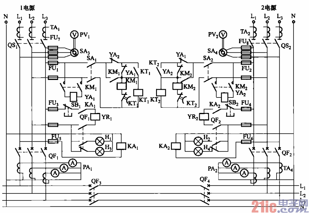 130.雙路電源用低壓斷路器自投電路.gif