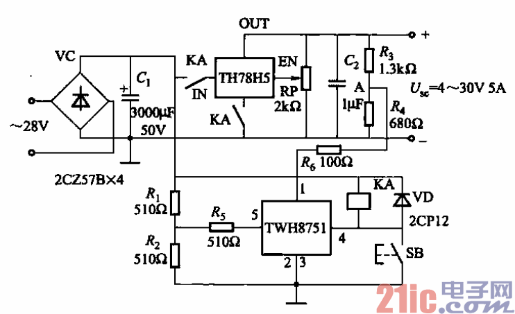 109.TH78H5可調(diào)集成穩(wěn)壓器電源的過電流保護(hù)電路.gif
