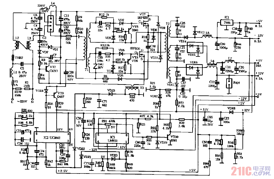 ASTEC,SA145-3420微機(jī)穩(wěn)壓電源電路圖.gif