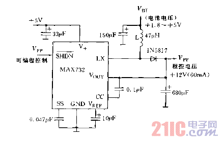 電池供電+12V快速存儲器編程電源電路圖.gif