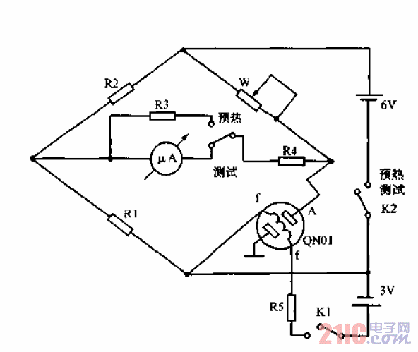 直熱式氣敏電橋檢測電路.gif