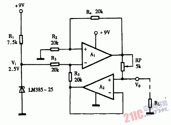 巧用LM324作恒流源電路圖