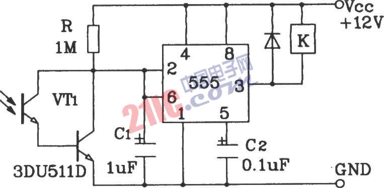 達林頓型光敏三極管靈敏光控開關(guān)應(yīng)用電路圖