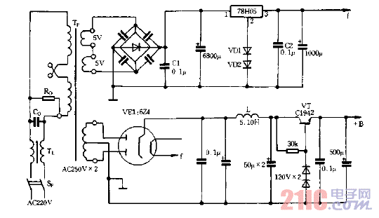 低噪聲電子管前級(jí)電源原理圖.gif