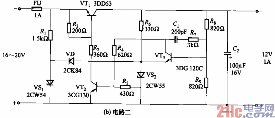 23.帶有過載保護(hù)的低功耗穩(wěn)壓電源電路b.gif