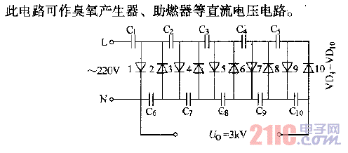 晶體二極管-電容十倍升壓電路.gif
