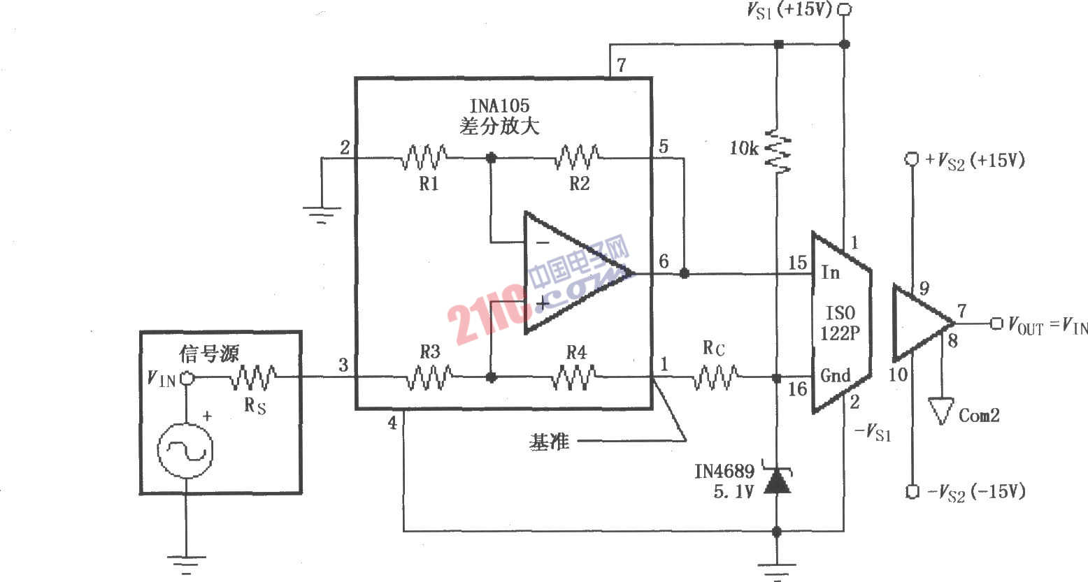 ISO122P／124的單電源工作電路圖