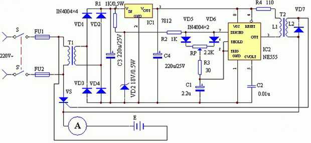 可控硅充電機(jī)的電路原理圖