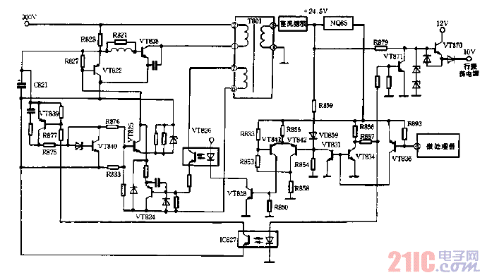不設(shè)置副電源的開關(guān)電源電路圖.gif