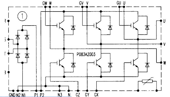 P083A2003通用變頻器功率模塊的內(nèi)部結(jié)構(gòu)和引腳電路圖
