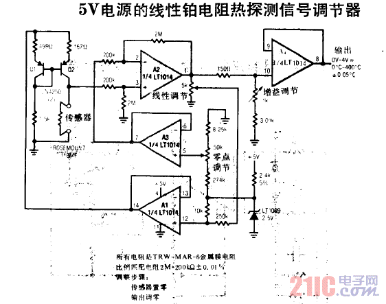 5V電源的線性鉑電阻熱探測信號調(diào)節(jié)器.gif