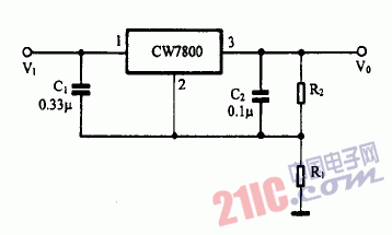巧用CW7800作高輸出集成穩(wěn)壓電源電路圖