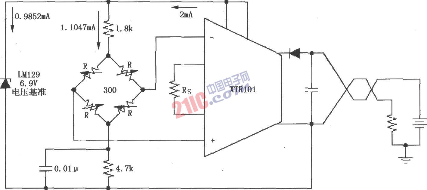 XTR101電橋輸入、電壓激勵電路圖