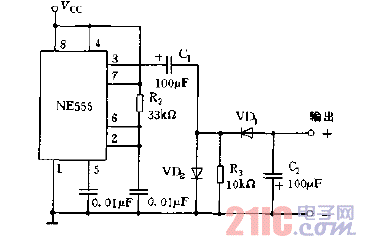 NE555構(gòu)成的直流電壓極性變換器電路圖.gif