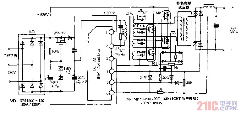 25KVA大功率開關(guān)電源電路圖.gif