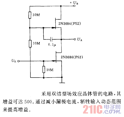 采用高增益場(chǎng)效應(yīng)晶體管的音頻放大器電路.gif