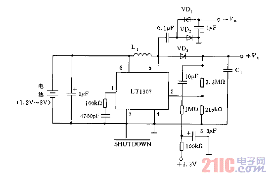 LT1307構成的冷陰極熒光燈電源電路圖.gif