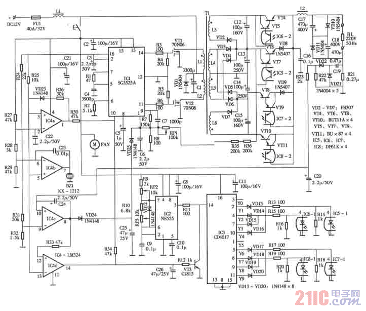 可帶感性負(fù)載的300W逆變電源電路圖.gif
