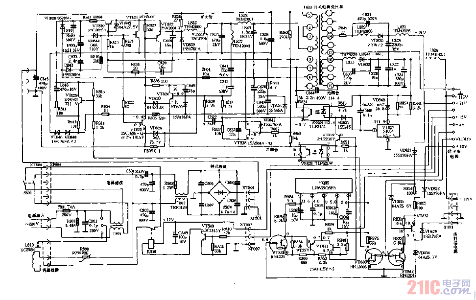 長(zhǎng)虹2588型彩色電視機(jī)電源電路圖.gif