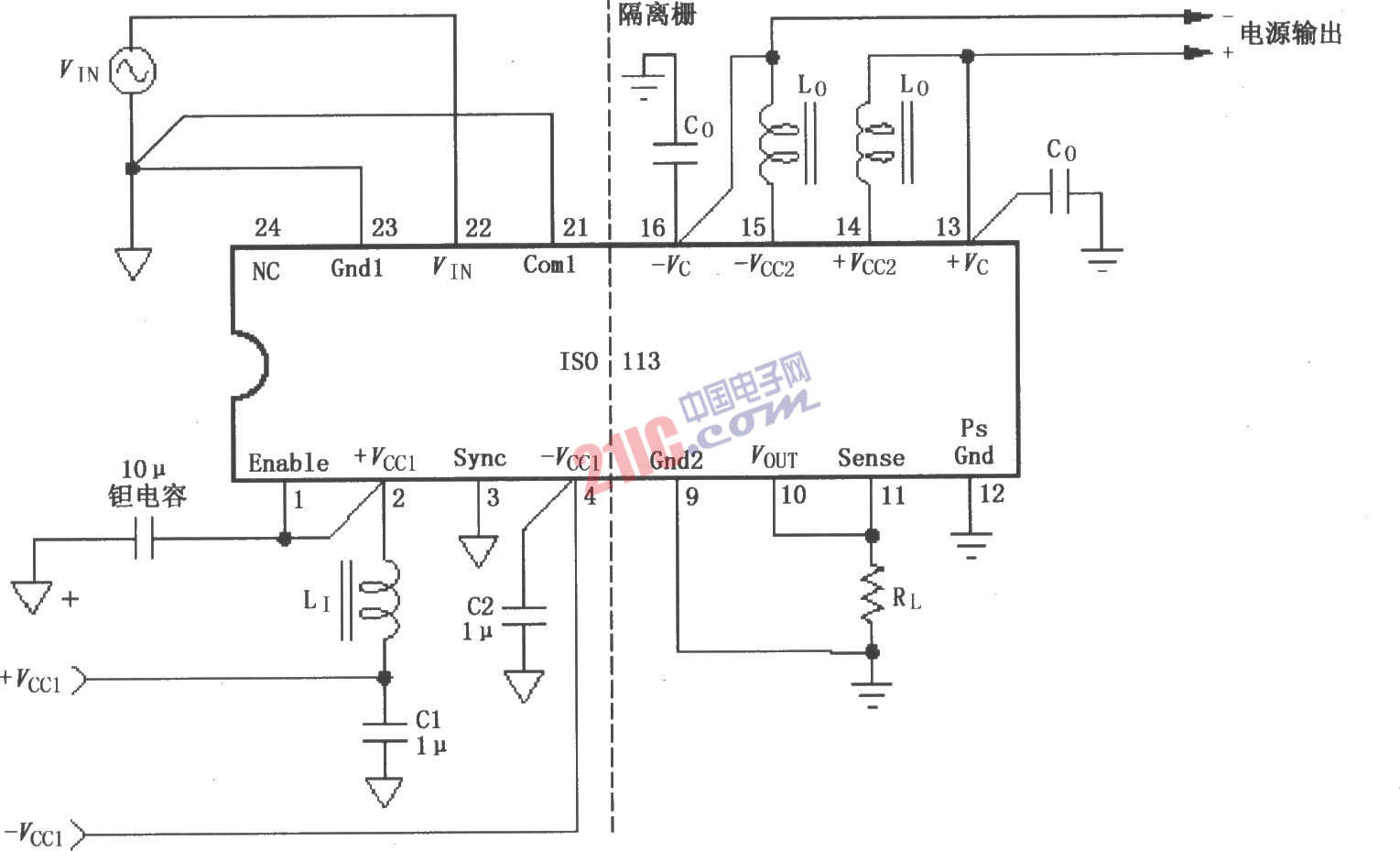 ISOll3信號(hào)與電源的基本連接電路圖
