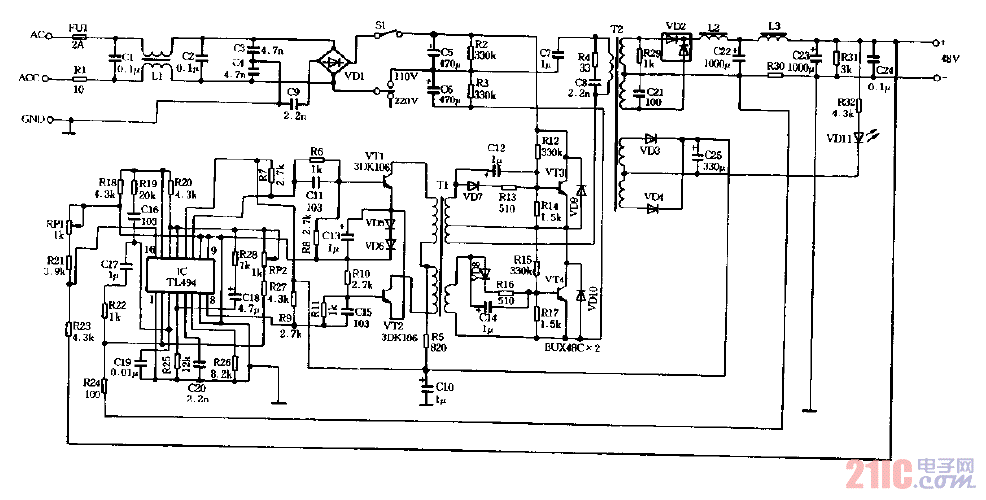48V3A開(kāi)關(guān)電源電路圖.gif