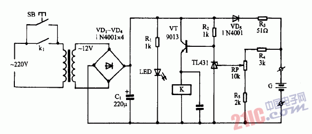 巧用TL431作自動充電器電路圖
