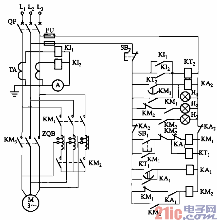 55.LZQ1-70-13型自耦降壓啟動器啟動電路.gif