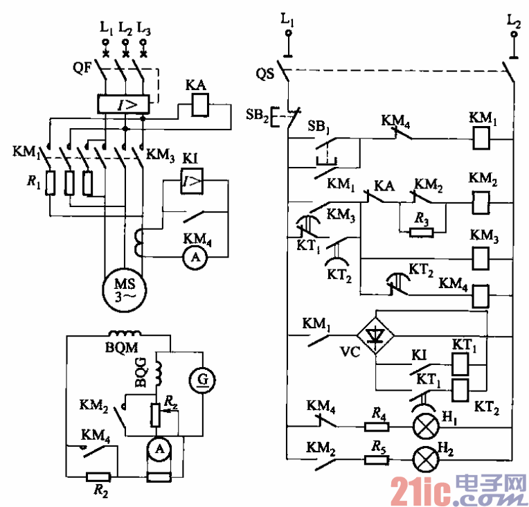 188.同步電動(dòng)機(jī)電阻降壓、按定子電流變化加入勵(lì)磁的啟動(dòng)電路.gif