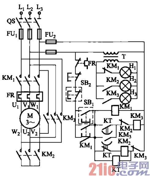 40.QX4系列磁力啟動器自動控制Y-△降壓啟動電路.gif