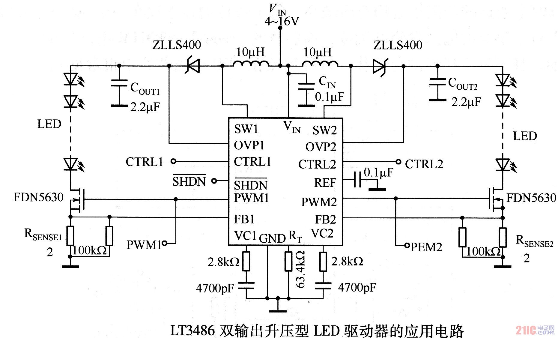 LT3468雙輸出升壓型LED驅(qū)動(dòng)器的應(yīng)用電路.jpg