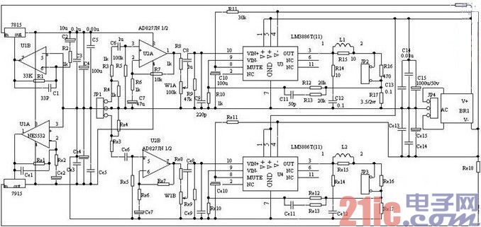 基于LM3886TF的大功率音頻放大電路圖.jpg