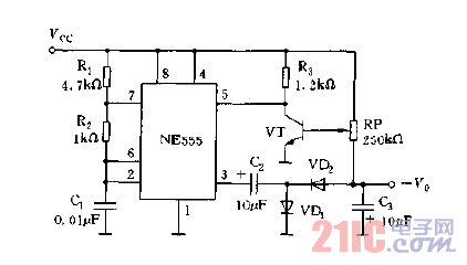 NE555構(gòu)成的穩(wěn)定輸出DC,DC變換器電路圖.gif